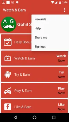 Watch & Earn android App screenshot 1